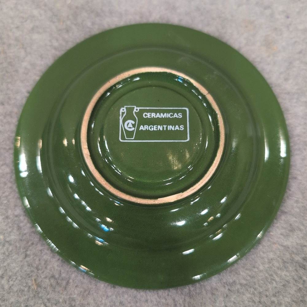 La Palmera Parrilla Restaurant Argentina Ceramic Ashtray Green Ceramicas Argenti - Picture 3 of 3